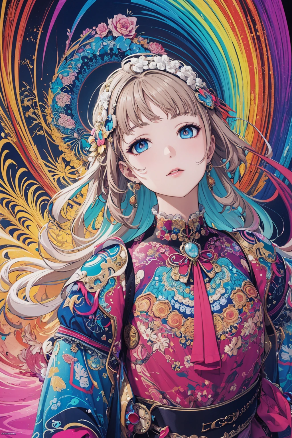 (masterpiece, top quality, best quality, official art, beautiful and aesthetic:1.2),(1girl),extreme detailed,(fractal art:1.3),(colorful:1.2),highest detailed,