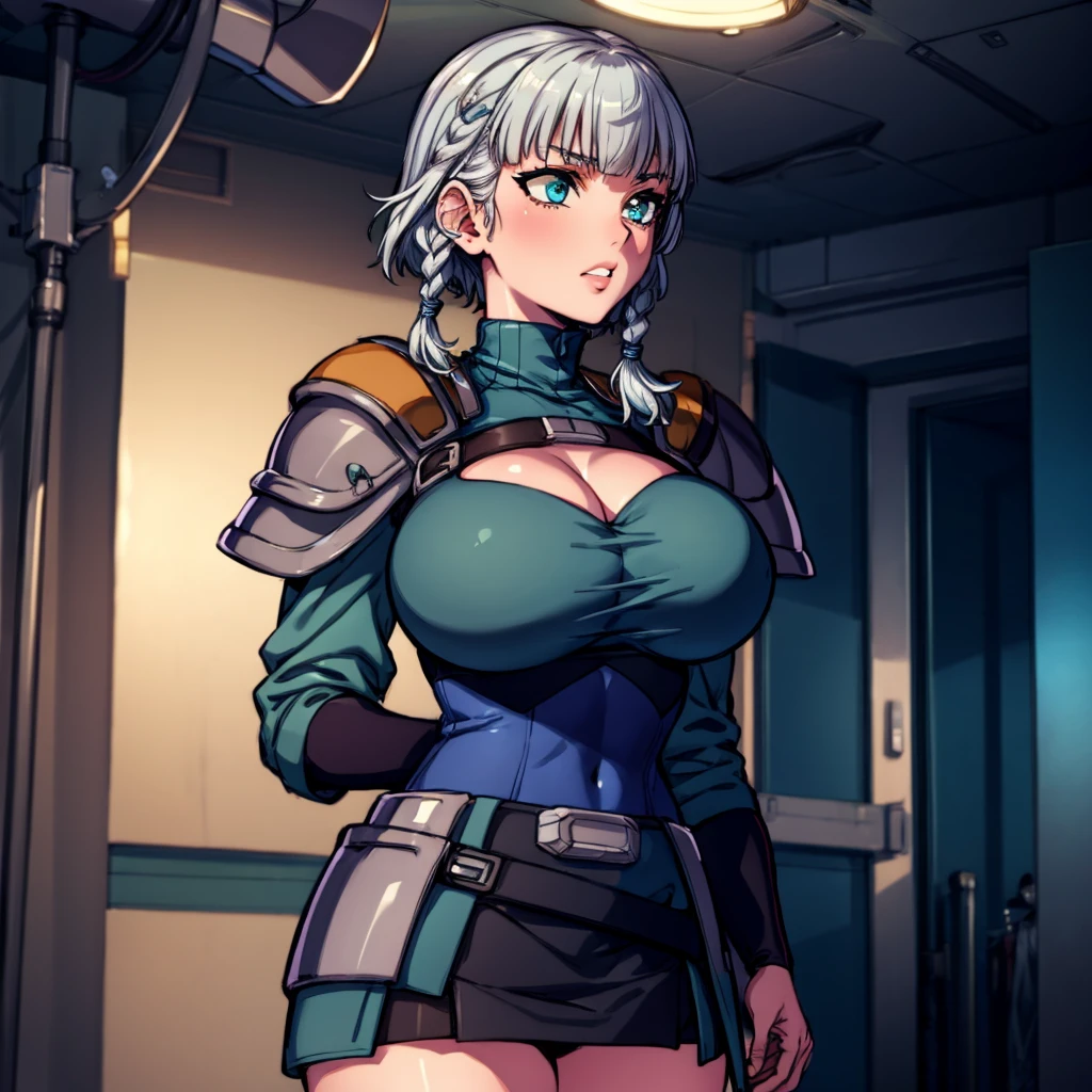 Solo, enormous breasts, sultry, {{masterpiece}}, {{beautiful details}}, {{anime}}, {{super detailed}}, {{alone}}, smirk, ((huge breasts:1.3)), big ass