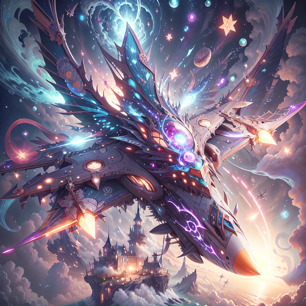 <lora:WizardCoreAISD15:.5> Spell-powered aircraft flying on magical currents , masterpiece, vibrant colors