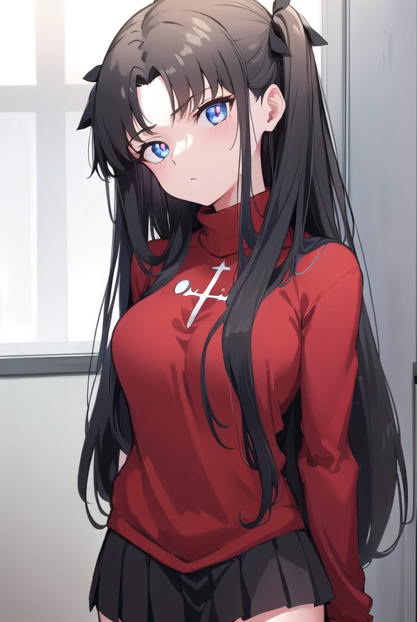 rintohsaka, <lora:rintohsakakyockcho-lora-nochekaiser:1>,
rin tohsaka kyockcho, aqua eyes, (black hair:1.5), hair ribbon, long hair, ribbon, sidelocks, two side up, (parted bangs:1.5),
BREAK black skirt, black thighhighs, long sleeves, miniskirt, pleated skirt, (red sweater:1.5), skirt, sweater, thighhighs, turtleneck,
BREAK indoors, classroom,
BREAK looking at viewer, (cowboy shot:1.5)
BREAK <lyco:GoodHands-beta2:1>, (masterpiece:1.2), best quality, high resolution, unity 8k wallpaper, (illustration:0.8), (beautiful detailed eyes:1.6), extremely detailed face, perfect lighting, extremely detailed CG, (perfect hands, perfect anatomy),