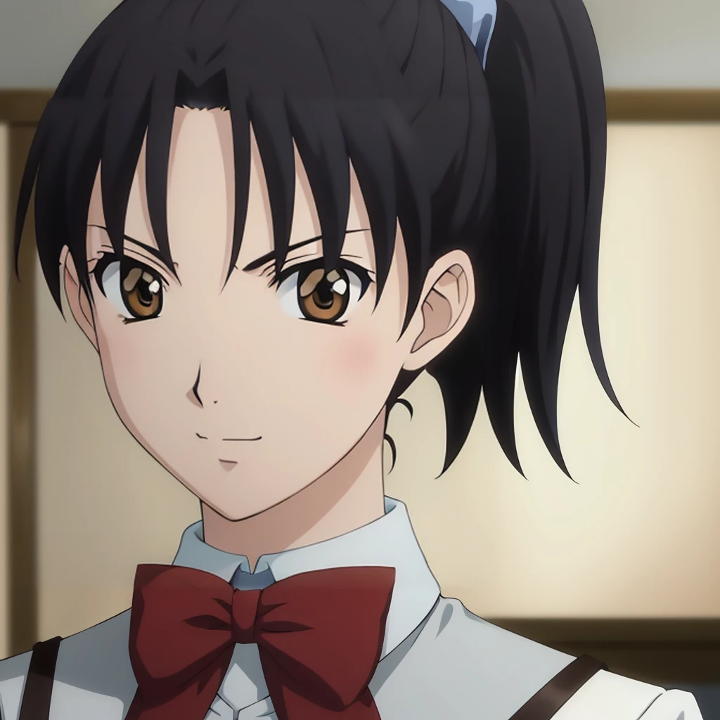masterpiece,highres,high quality,extremely detailed,solo,
<lora:MaiShibamura001:0.7>,looking at viewer,
MaiShibamura,1girl,
ponytail,
uniform,bow,emblem,
school,
close-up,