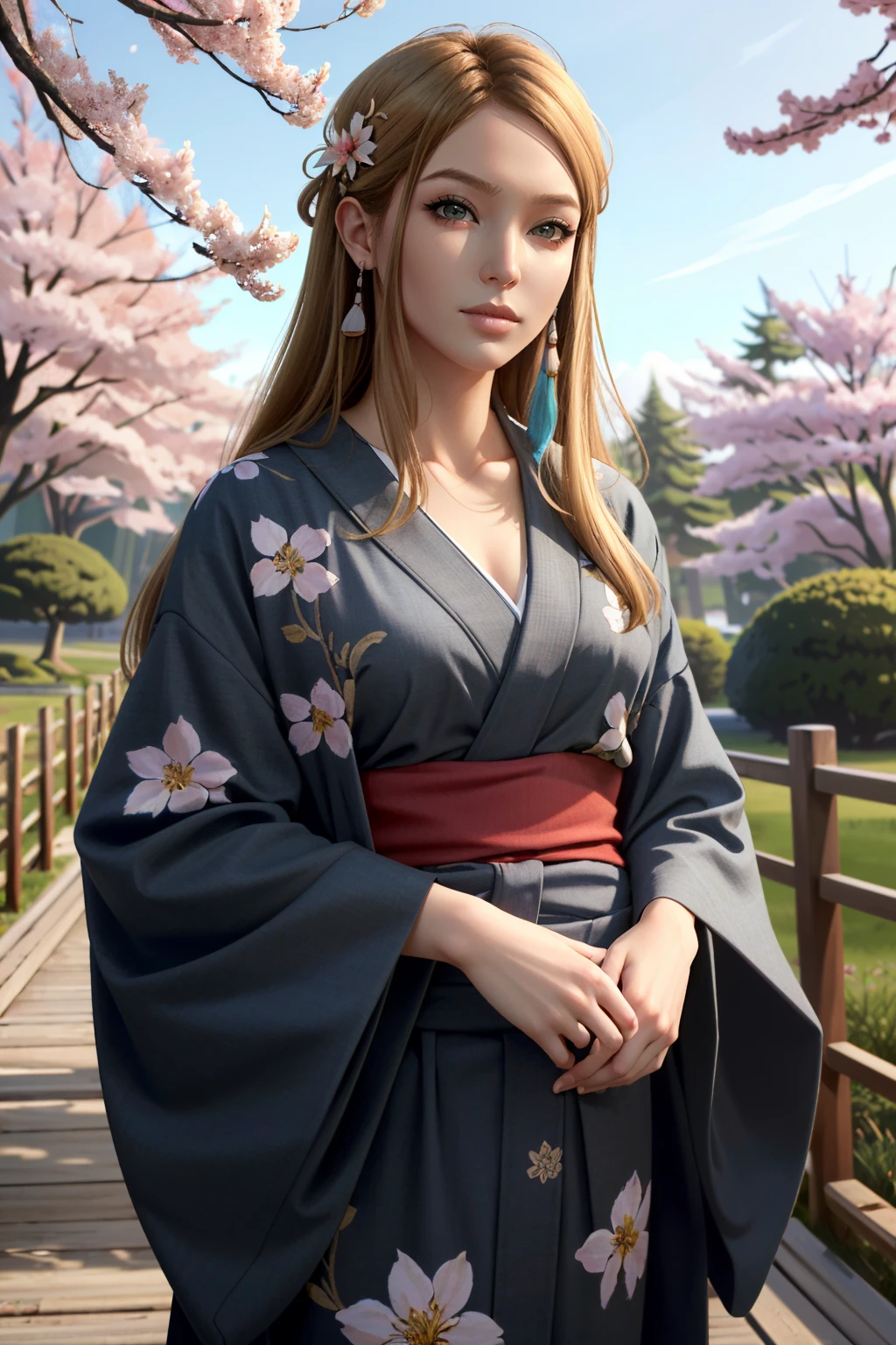 (masterpiece, best quality, highres:1.5)
<lora:LifeStrangeRachel:0.8>
LifeStrangeRachel, 1girl, solo, long hair, blonde hair, earrings,  yukata, japan, cherry blossoms, hair ornament
