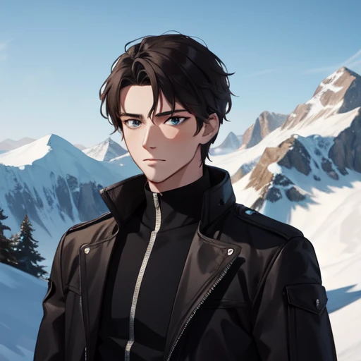 a handsome young man, portrait, mountain background, sharp, extreme detailed, HD, HDR, 4K, masterpiece, high quality, high resolution, breathtaking, award-winning, professional