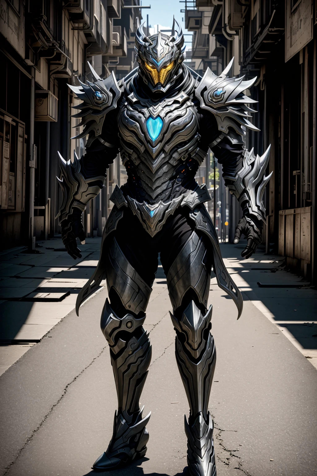 <lora:Loha_Hadesarmorv6:0.8>
masterpiece, highly detailed photorealistic 8k raw pohoto, best cinematic quality, volumetric shadows, volumetric lighting, perfect 10k render in arnold
a man in True Silver SEVA Suit hdsmr, muscular, lying in a slums background, full body view, helmet