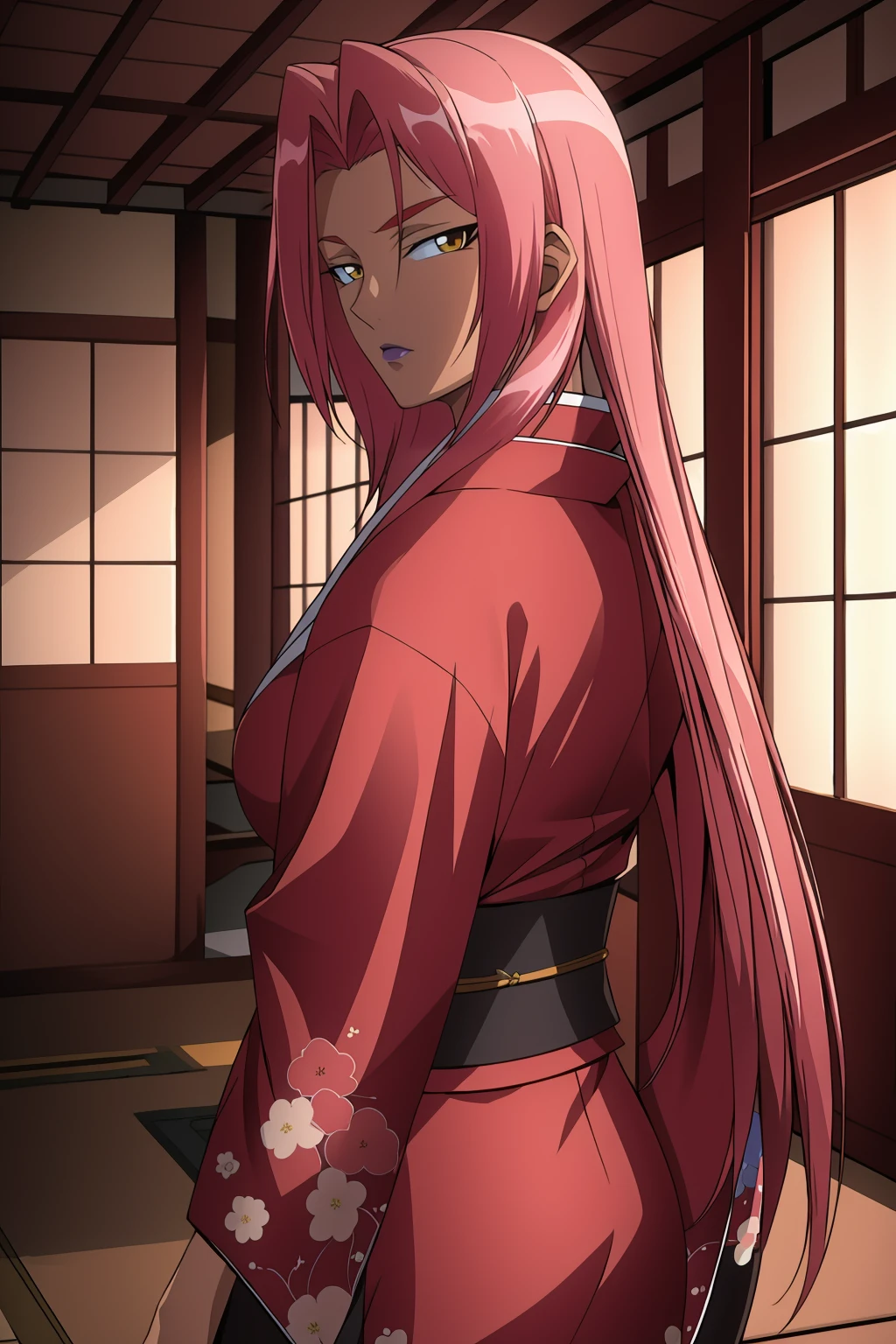 Best quality,masterpiece,ultra high res,ingrid,looking at viewer,kimono,east asian architecture,