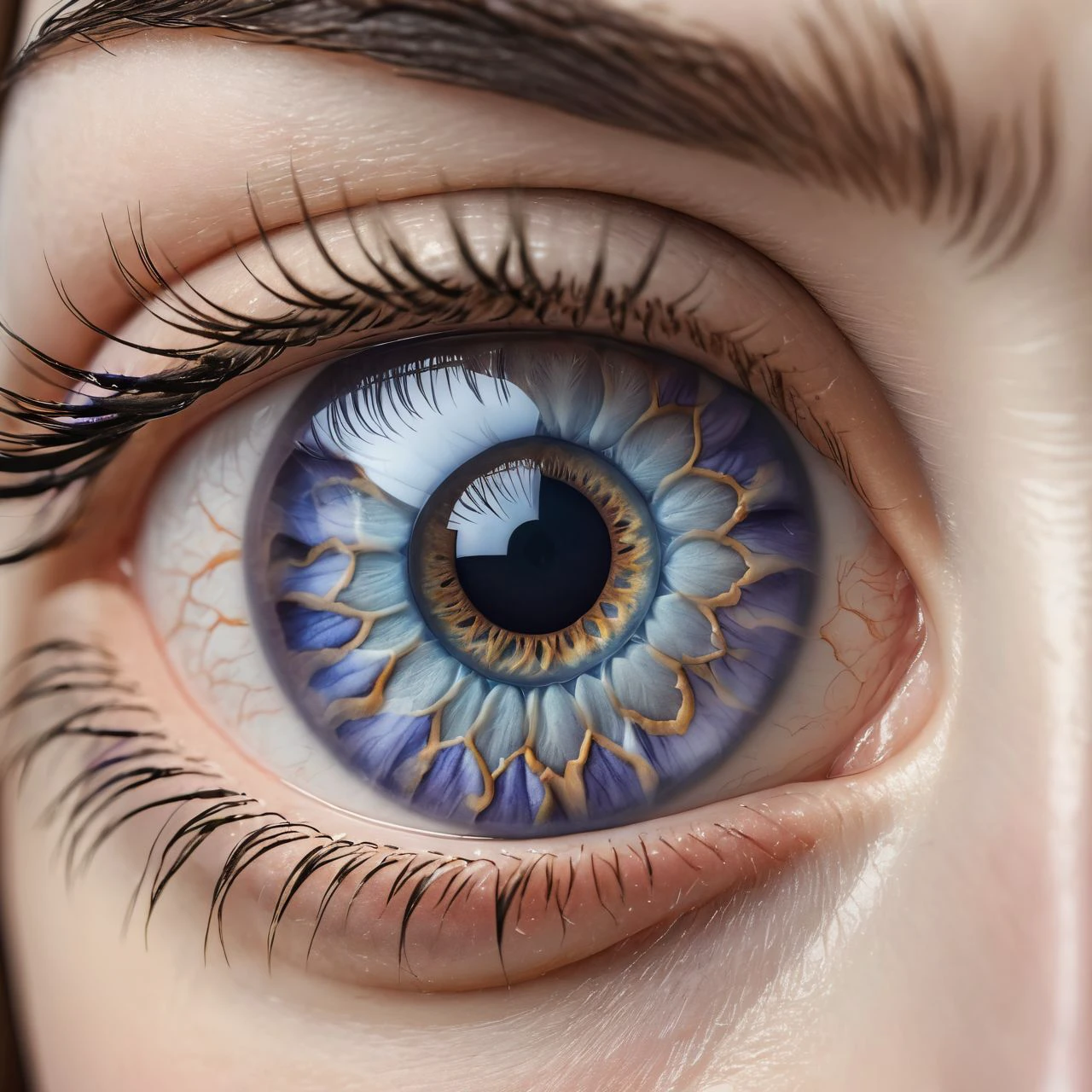 eye of a woman with intricate iris reflection, highly detailed iris, absurdres details