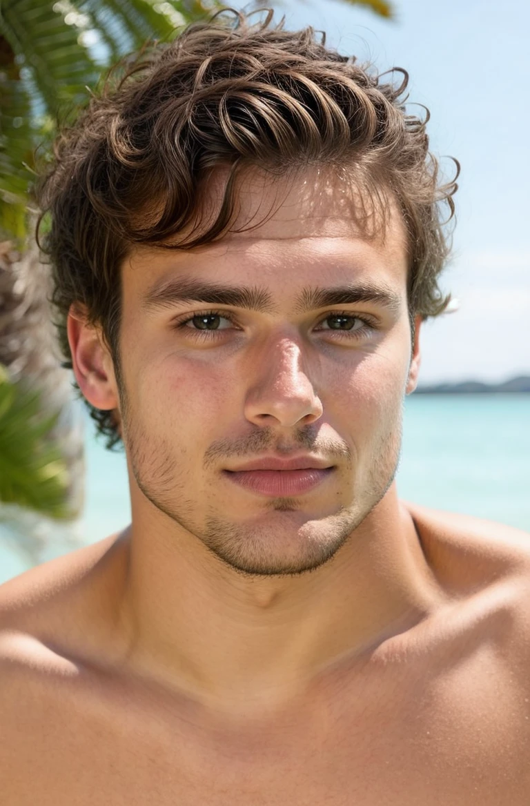 A professional head and shoulders portrait of an attractive 28yo man.