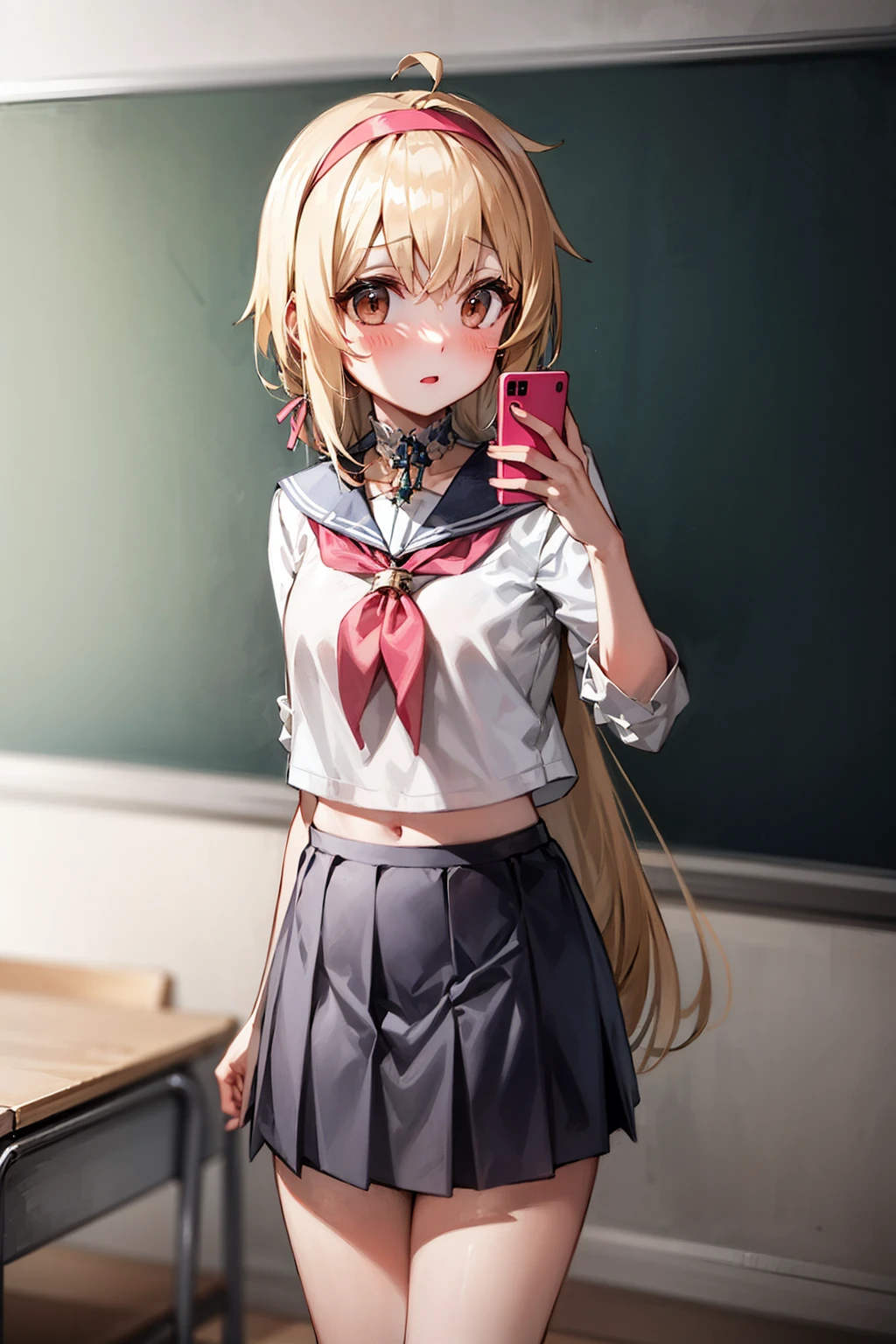 Silvery head hair、(Brown Eye Degree:1.5)、One side up、Hair Ribbon、bow ribbon、long、Break the blazer、a blue skirt、pleatedskirt、student clothes、summer clothing、BREAK (masterpiece:1.2)、top-quality、hight resolution、unity 8k wall paper、(illustratio:0.8)、(beatiful detailed eyes:1.6)、extra detailed face、Perfect litthing、Highly detailed CG、 (perfect hand、perfect anatomia)、Look at viewers、red blush、A smile、Take a selfie in front of the mirror、standing front of mirror、holds a smart phone in one hand、 (appearance々Patterned panties:1.3)、(Skirt that rolls up:1.3)、(Fully exposed panties:1.5),(Show your ass:1.3)