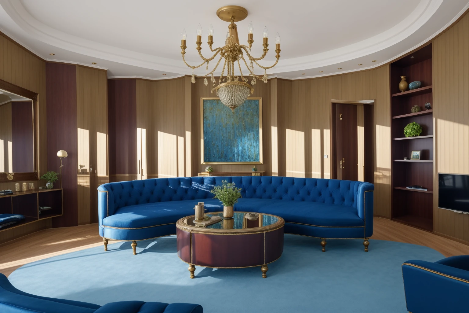 club , ((club house)) ,realistic, indoor, best quality, masterpiece , <lora:CB_clubhouse:0.7>,sofa , window, carpet ,painting, mirror ,tv, luxury , lamp, blue sky,