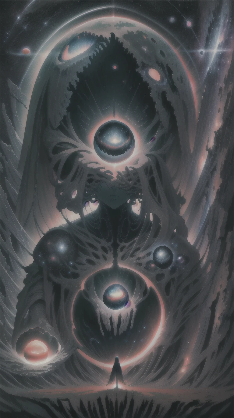 <lora:Cosmic_Beings-LoRA:1>, high quality, high resolution, extreme detail, masterpiece, intricate details, [volumetric fog], cinematic lighting, photographed on a Canon EOS R5, 50mm lens, F/2.8, HDR, 8k resolution, colorful, high quality, high resolution, extreme detail, masterpiece, (face:0.4), (disembodied hand:0.1), space, stars, planets, supernova, black hole, nebula, in the style of Zdzislaw Beksinski, surreal