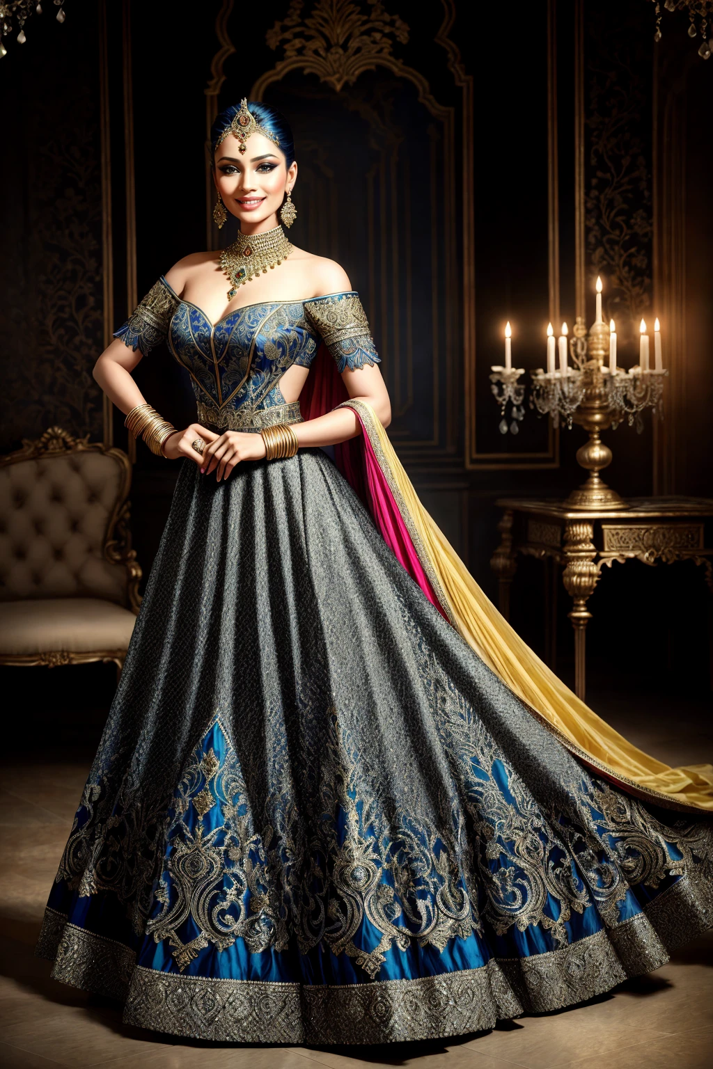 ((Masterpiece, best quality,edgQuality)),smile,smirk,
Haute_Couture,
edgNath,
a woman posing for a picture
,wearing a (Haute_Couture,edgBW fashion) designer dress with edgNath_jewelry
<lora:edgBollywoodLycoris:1>