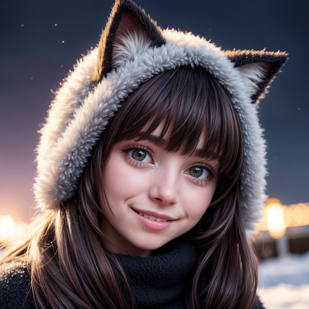 (cute pussy:1.2), furry, hairy body, (dynamic angle:1.1), (cute face:1.2), dark sky, winter, snow, (nighttime:1.2), photo of 20yo furry (girl:1.4), smile, volumetric light, (backlight:1.2), masterpiece, 8k, (best quality:1.3), (intricate details:1.1), subsurface scattering, <lora:add_detail:1>,