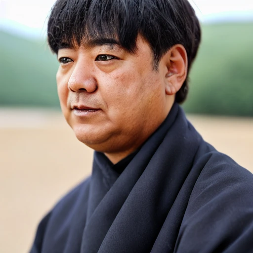 <lora:japanese80s:1> japanese80s, photo \(medium\),1boy, black eyes, black hair, facial hair, facial scar, goatee, hair slicked back, hair strand, hand in hair, highres, long sleeves, looking at viewer, male focus, military, military uniform, multiple monochrome, ogata hyakunosuke, over shoulder, scar, scar on cheek, short hair, stubble, uniform, weapon, weapon over shoulder, yellow background, zanki