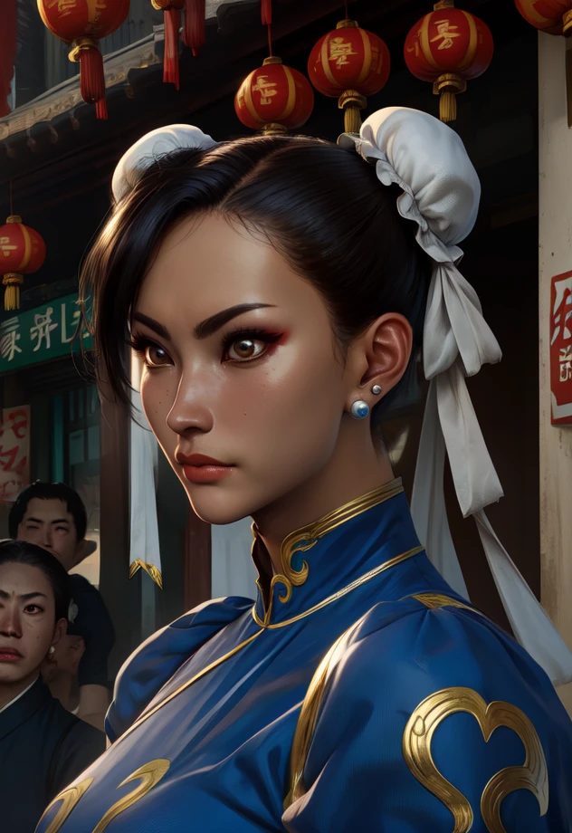 chun li, double bun, black hair, brown eyes,
chinese clothes, spiked bracelet, bun cover, earrings ,
standing, upper body,
chinatown, police station, morning,
(insanely detailed, beautiful detailed face, beautiful detailed eyes, masterpiece, best quality),solo, <lora:chunlieSF6:0.8>
