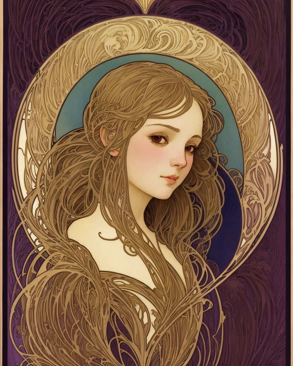 best quality,masterpiece,highly detailed,ultra-detailed, 1girl,<lora:neg4all_bdsqlsz_V3.5:-1> <lora:Nouveau_last:2> Art Nouveau by Alphonse Mucha