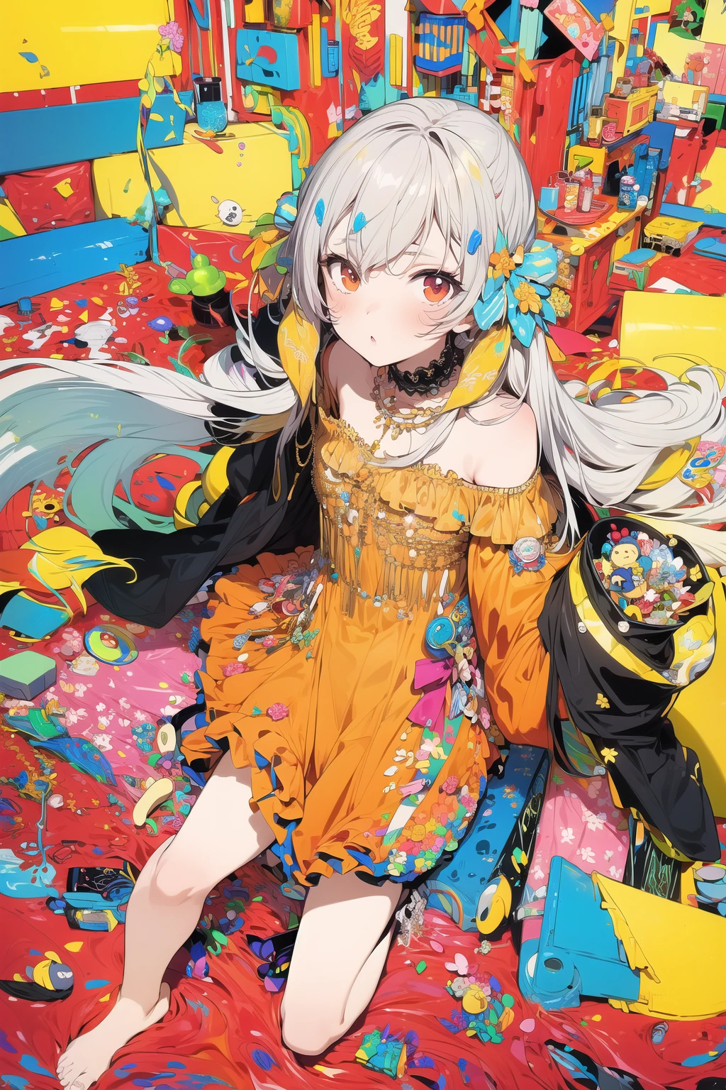 (masterpiece, best quality:1.3), (flat color:1.3),(colorful:1.3),looking at viewer,1girl,solo,floating colorful water,(2D:1.3), <lora:zyd232_InkStyle_v1_0:0.6>