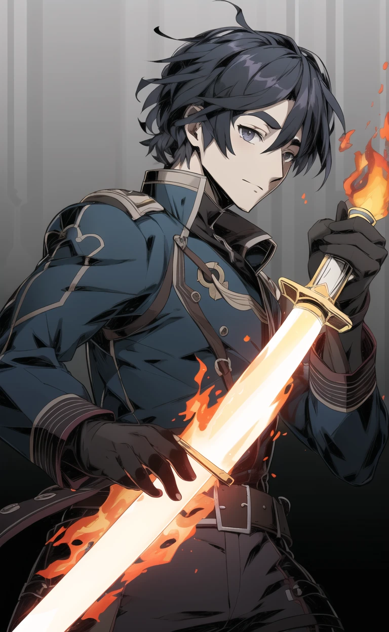 hires,8k,effect,high detail,effect background,(holding  fire sword:1.2)
1boy,black hair,(unlight:1.3),ink art,blue uniform,Chopping
<lora:GoodHands-vanilla:1.2> <lora:Unlight:1>
