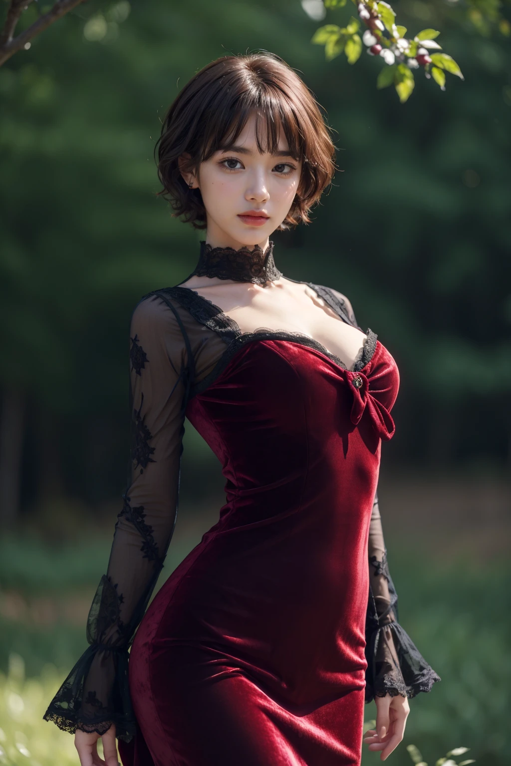 masterpiece, best quality, ultra-detailed,
(realistic:0.2), CG, 4k, 8k, illustration, natural lighting,
(beautifuly detailed background :1.1),
(beautifuly detailed cute), (beautifuly detailed eyes),
(beautifuly detailed oily skin,medium breasts :1.1),
(glowing eyes:1.2), (Slender:1.2, sexy body line),
(1girl, solo), (depth of field, wide shot, cowboy shot:1.3),
(stylish face), (asymmetrical Short curly hair), (Velvet Plum hair),
russian girl, (victorian dress), (full body), brooch, lace, bodice