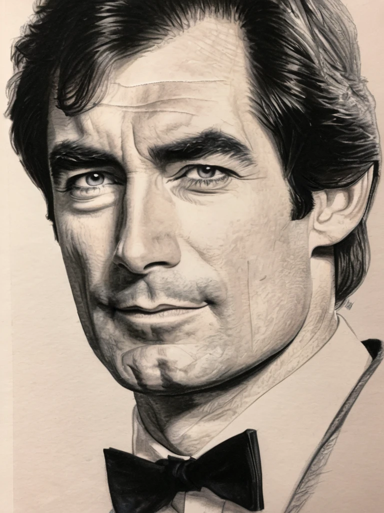 Pencil illustration of Timothy Dalton dressed as James Bond <lora:TimothyDalton-000003:0.6>