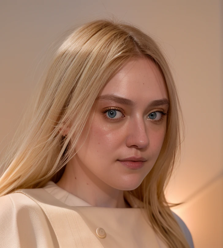 a beautiful picture of d4k0t4, blonde, masterpiece, photorealistic, woman, detailed, 4k, HDR, backlighting, bloom, light, RAW color photo, (fully in frame:1.1), wearing a white shirt, detailed skin texture, (blush:0.5), (goosebumps:0.5) <lora:d4k0t4:1>, city background