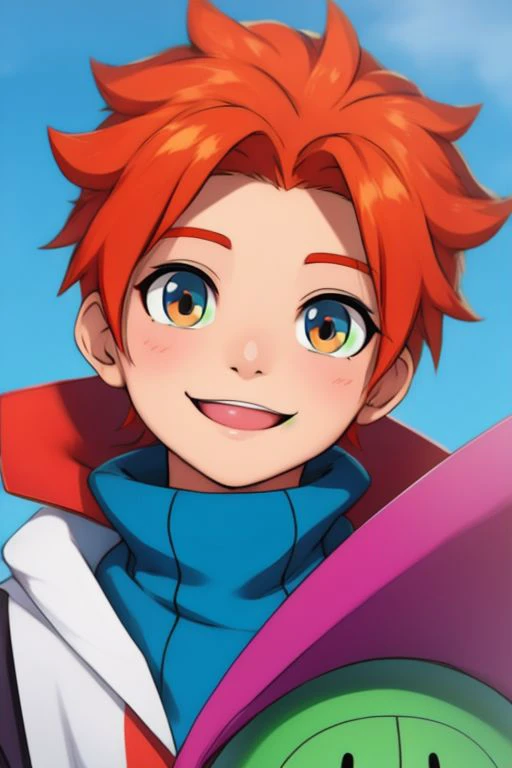 looking at viewer, 1boy, smile