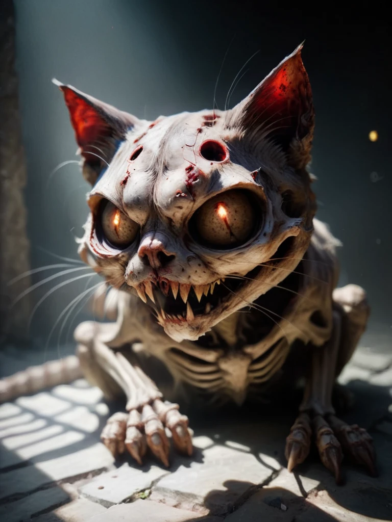 The white cat Zombie cat drinking on carry on