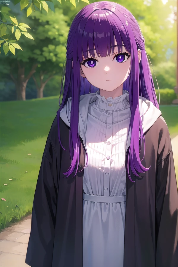 fern, <lora:fernv2-lora-nochekaiser:1>,
fern, long hair, bangs, (purple eyes:1.1), purple hair, sidelocks, blunt bangs, (bright pupils:1.5), half updo,
BREAK shirt, dress, jacket, white shirt, open clothes, hood, white dress, hood down,
BREAK outdoors, sky, nature,
BREAK looking at viewer, (cowboy shot:1.5),
BREAK <lyco:GoodHands-beta2:1>, (masterpiece:1.2), best quality, high resolution, unity 8k wallpaper, (illustration:0.8), (beautiful detailed eyes:1.6), extremely detailed face, perfect lighting, extremely detailed CG, (perfect hands, perfect anatomy),