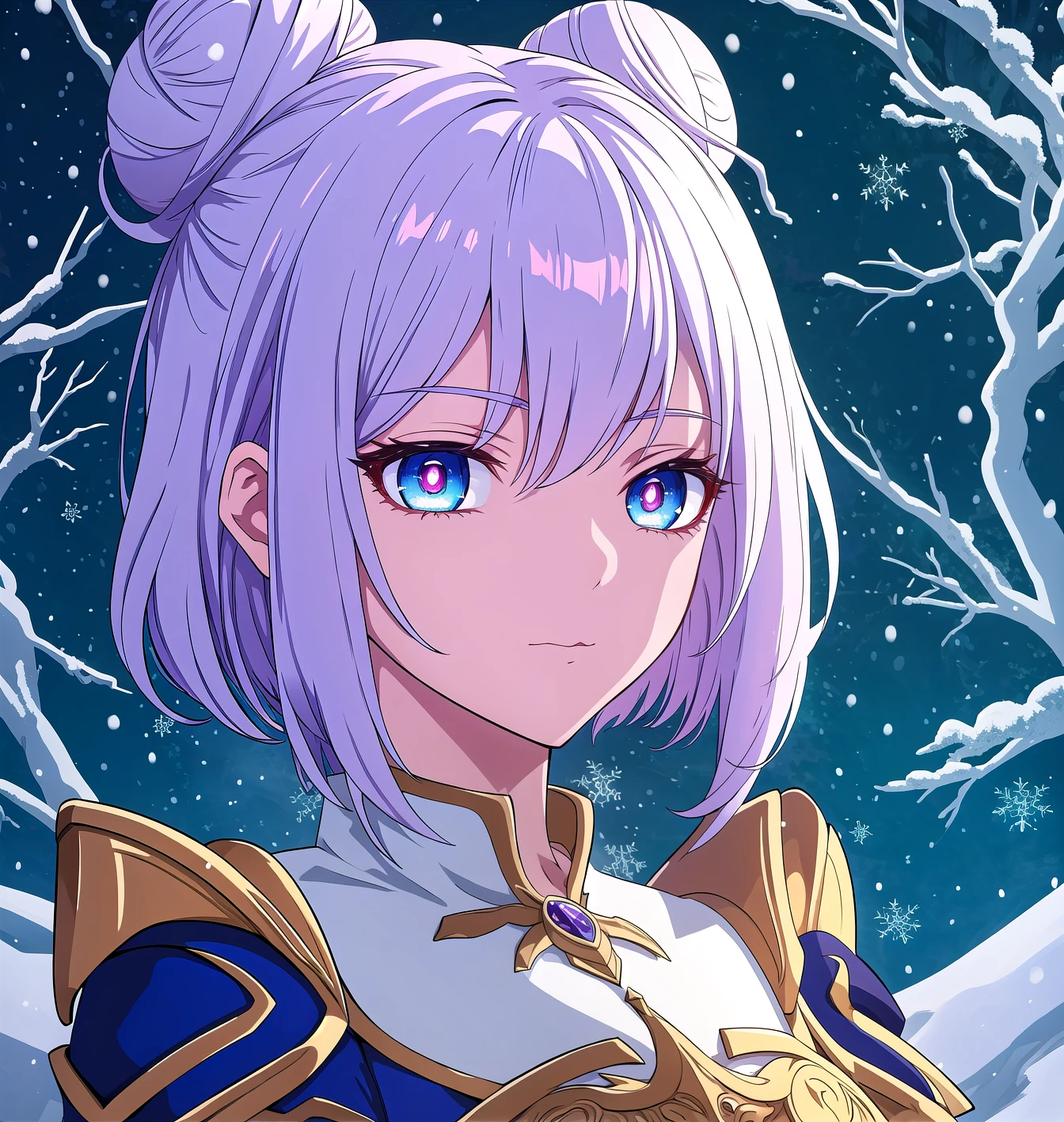 anime, fantasy, magic, fairytale, best quality, detailed face, detailed hair, ultrares, ultra-detailed, bright eyes, high quality eyes, cone hair bun, snow break masterpiece, k, detailed eyes, ambient light, hyperdetailed, detailed skin