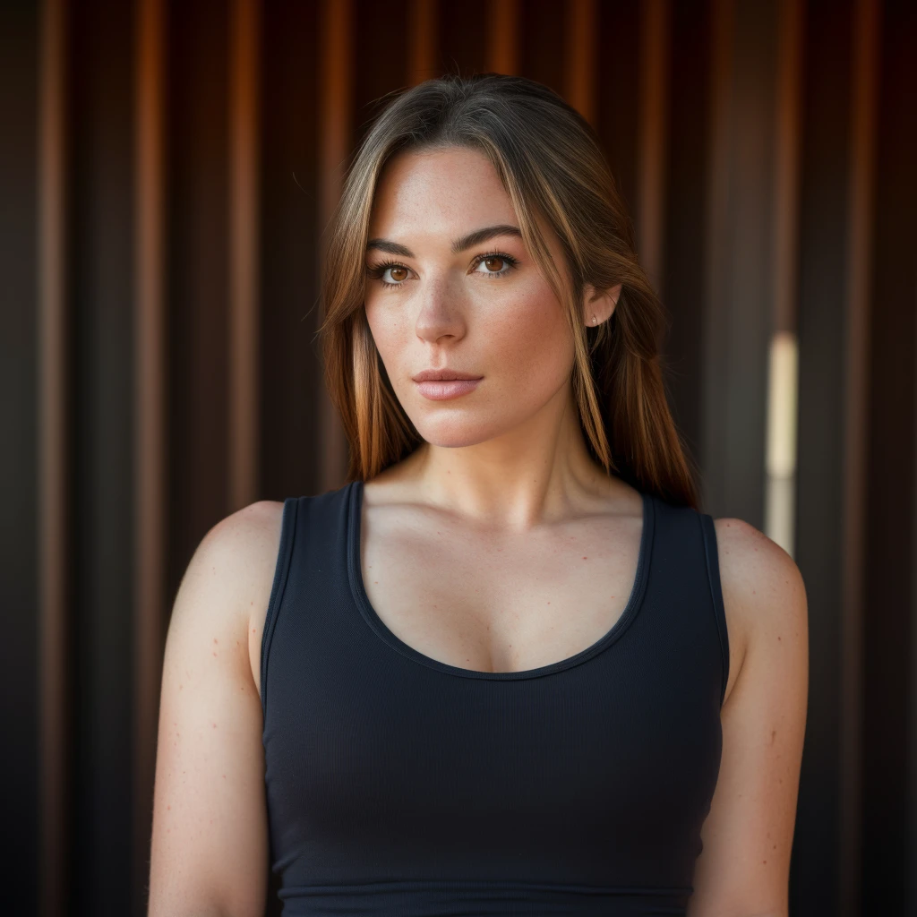 Best_QualityPos, RAW photo, intricate details, best quality, 8k uhd, soft lighting, 1girl, solo, black tank top <lora:Daniella_Melo:0.7>
