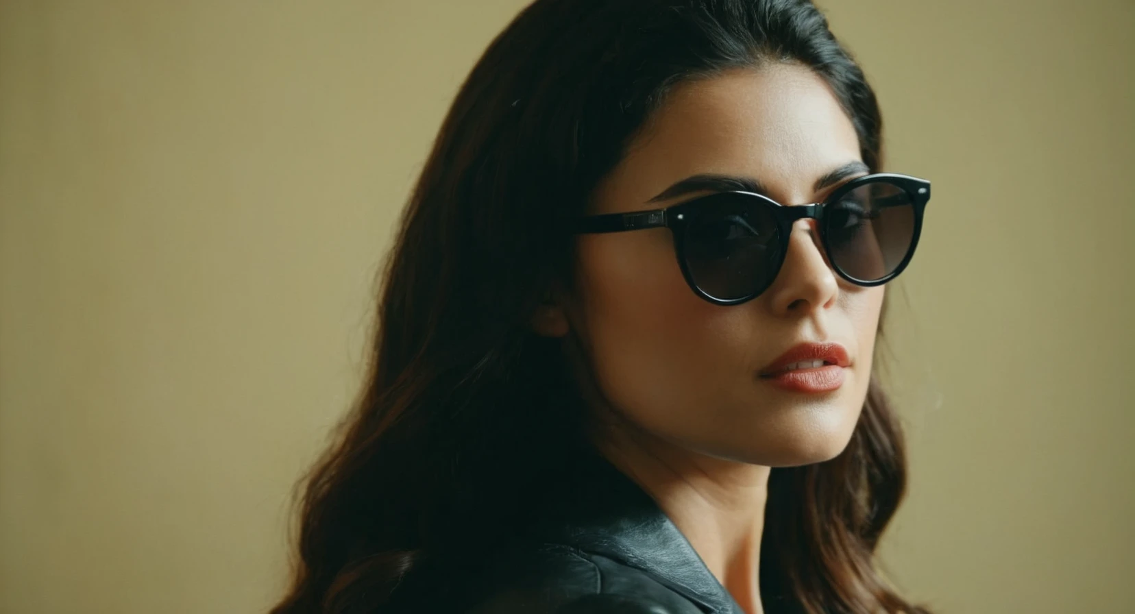 cinematic film still of <lora:Retro:1> Grainy Cinematic Film stock footage in (arri alexa style) Kodak film print, a woman with a black top and sunglasses retro style, shallow depth of field, vignette, highly detailed, high budget, bokeh, cinemascope, moody, epic, gorgeous, film grain, grainy