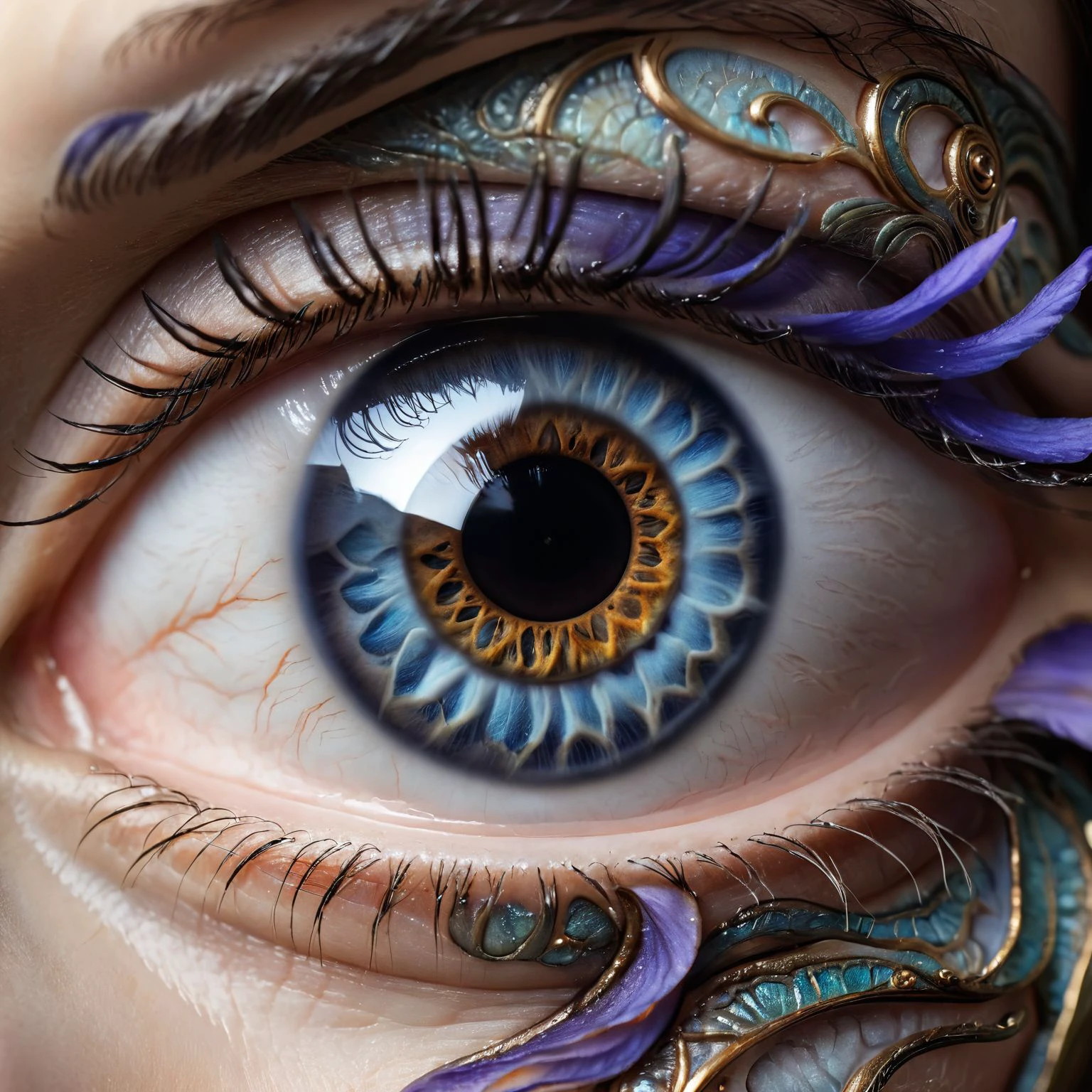 eye of a woman with intricate iris reflection, highly detailed iris, absurdres details