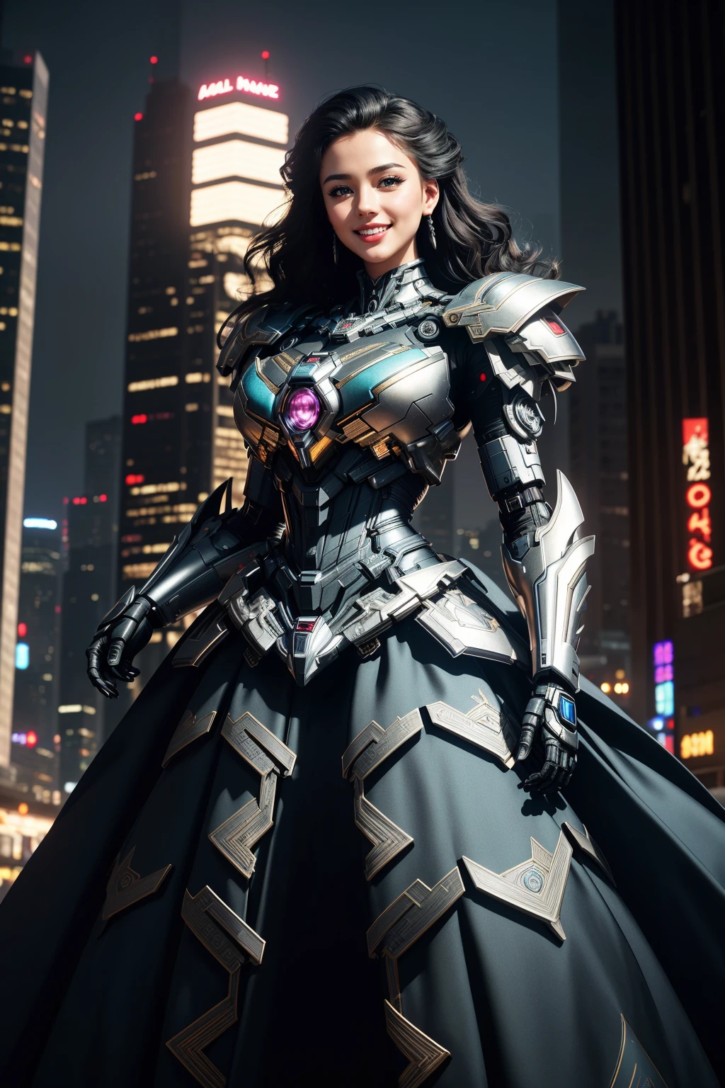 ((Masterpiece, best quality,edgQuality)),
smiling,excited, edgMecha, a woman in a ballgown standing in front of a city at night ,woman wearing edgMecha_ballgown, mecha ballgown
<lora:edgRoboGown:1>