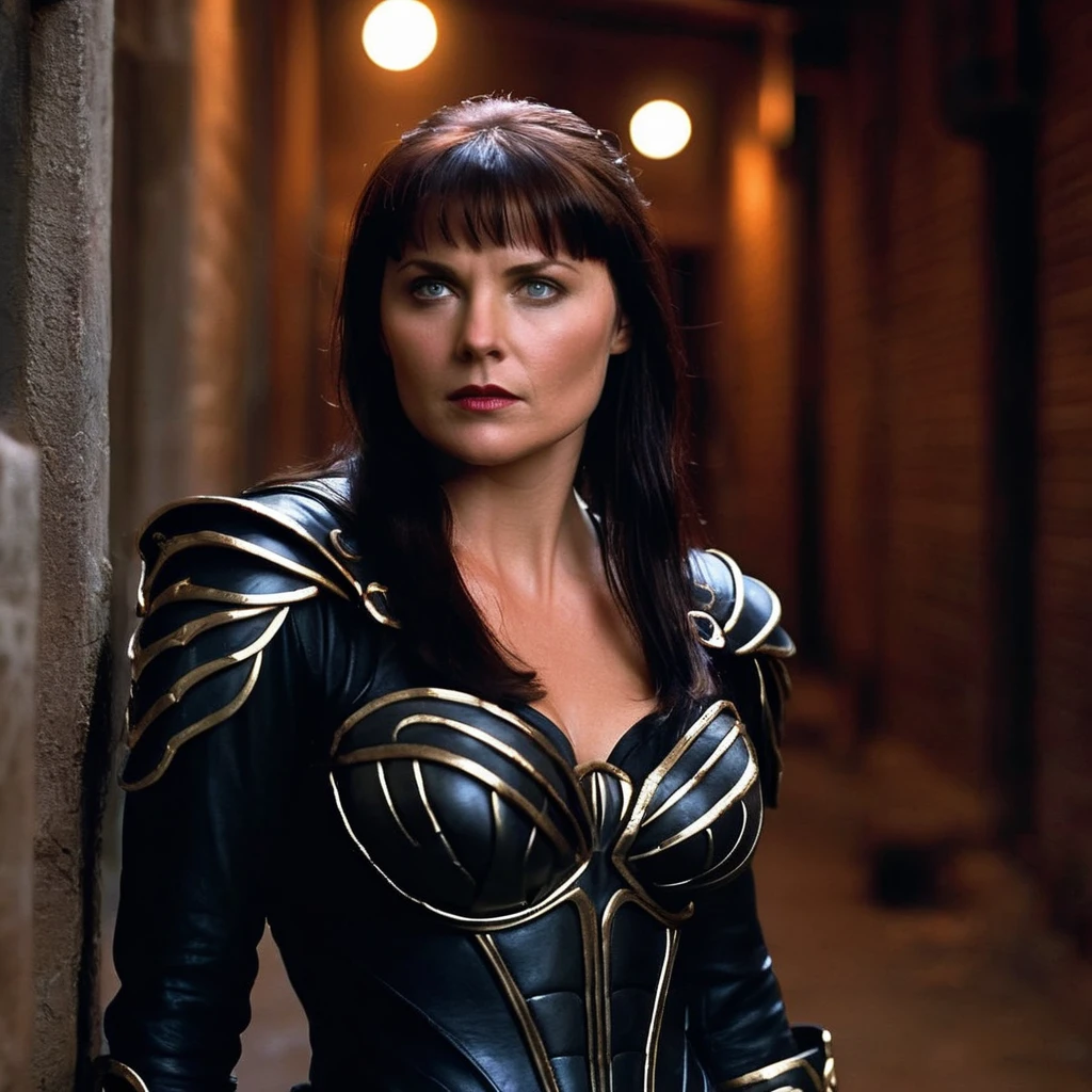 cinematic film still of hyperrealism, filmic
<lora:Xena Warrior Princess-000003:1>
Xena Warrior Princess a woman portrait in a black widow suit standing in a dark alley, shallow depth of field, vignette, highly detailed, high budget, bokeh, cinemascope, moody, epic, gorgeous, film grain, grainy