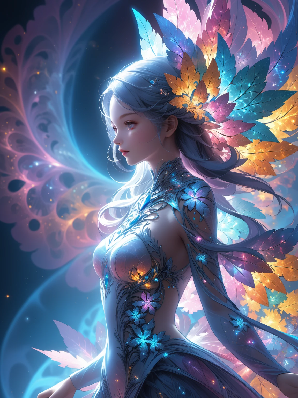 Close-up photo, whole body, masterpiece, top quality, best quality, official art, beautiful and aesthetic:1.2), (1girl), extreme detailed,(fractal art:1.3),colorful,highest detailed..