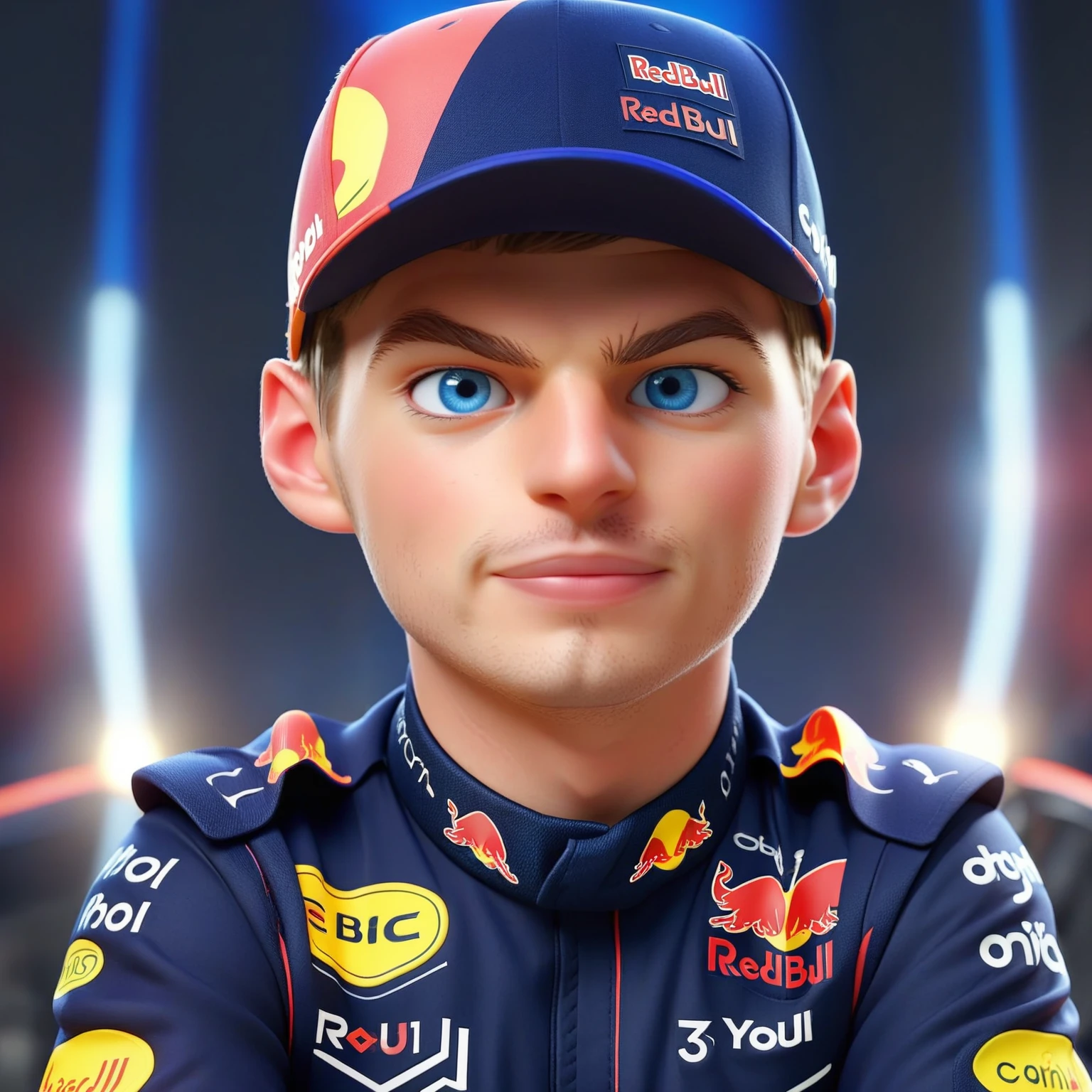 analog film photo of Adorable 3D Character of max verstappen, wearing redbull uniform, blue eyes, <lora:Max SDXL v1-000022:1>, 3D render, adorable character, 3D art, faded film, desaturated, 35mm photo, grainy, vignette, vintage, Kodachrome, Lomography, stained, highly detailed, found footage