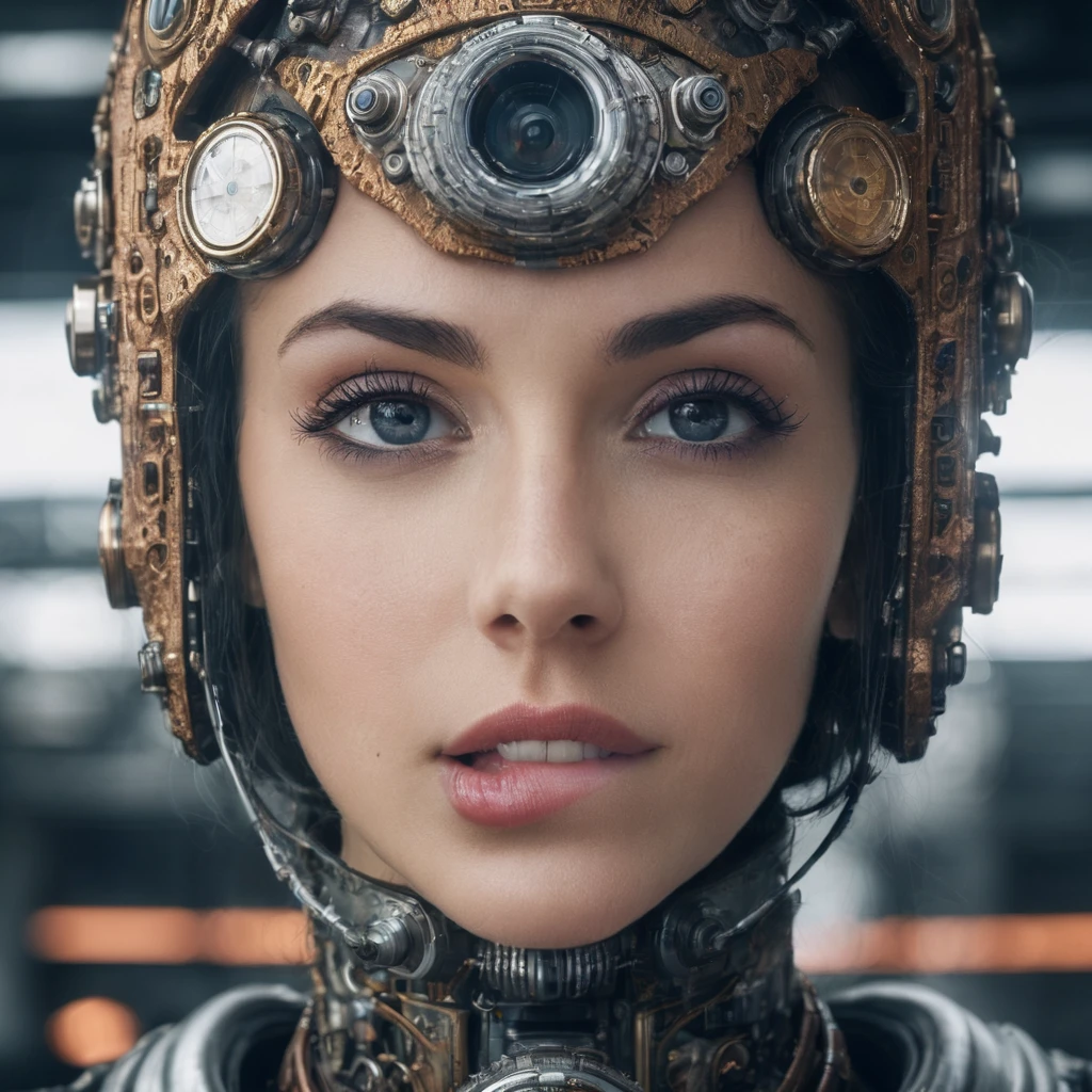RAW photo, woman, lipbite, (Masterpiece, european, Best Quality, in the style of surreal cyberpunk iconography, steelpunk, photobashing, dieselpunk. leica r8, 8k, UHD, HDR),masterpiece, best quality, highly detailed, soft lighting, beautiful detailed, insanely intricate details, intricate details, perfect lighting, incredible detail, hypermaximalistic, natural balance color, 8k, ultra detailed, beautiful and aesthetic, extremely detailed, elegant, vivid colours, atmospheric <lora:lipbitev3_SDXL:1>