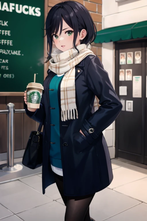 <lora:doa_nagisa:0.7> nagisa, scarf, coat, coffee, starbucks, 1girl, masterpiece