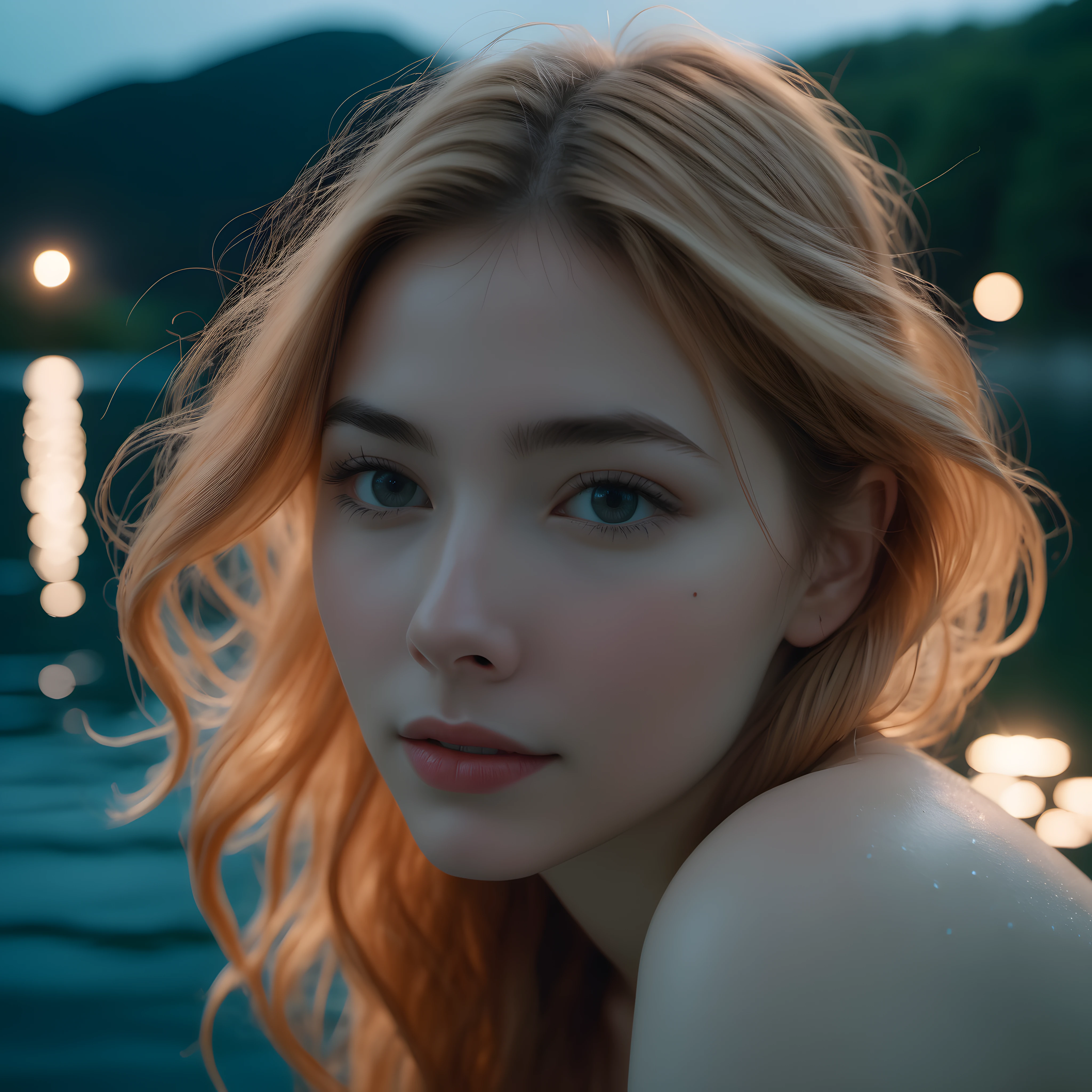 All faces and pictures must be different,((Ultra Long Exposure Photography)) high quality, highly detailed, a stunningly photorealistic closeup portrait of two beautiful Chinese women,Babyfaced, intricate detailed eyes,open shoulders,see-through,skirtlift,where two mysterious women sits by the edge of a pond, capturing a romantic atmosphere under the starry sky.(UHD, 8K wallpaper, High resolution), POV, by lee jeffries, nikon d850, film stock photograph ,4 kodak portra 400 ,camera f1.6 lens ,rich colors ,hyper realistic ,lifelike texture, dramatic lighting , cinestill 800,