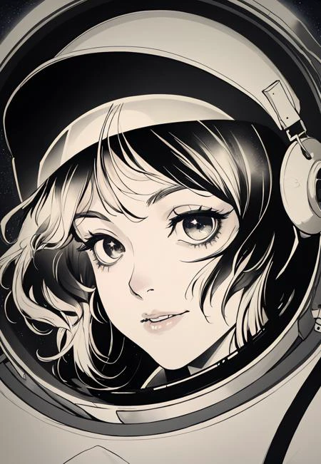 1 girl, starry sky, close-up, long hair, <lora:HQ_Style:.7>,astronaut helmet