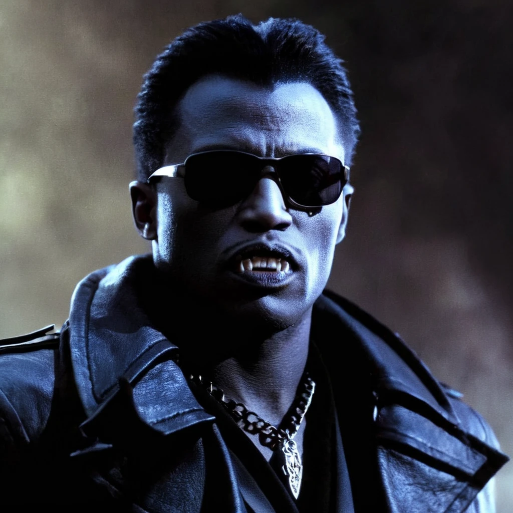 Dark Fantasy Art of Blade the daywalker
<lora:Blade the daywalker:1>
Blade the daywalker a vampire man in a black outfit and sunglasses with vampire fangs teeth
<lora:Vampire-000003:1> , dark, moody, dark fantasy style
