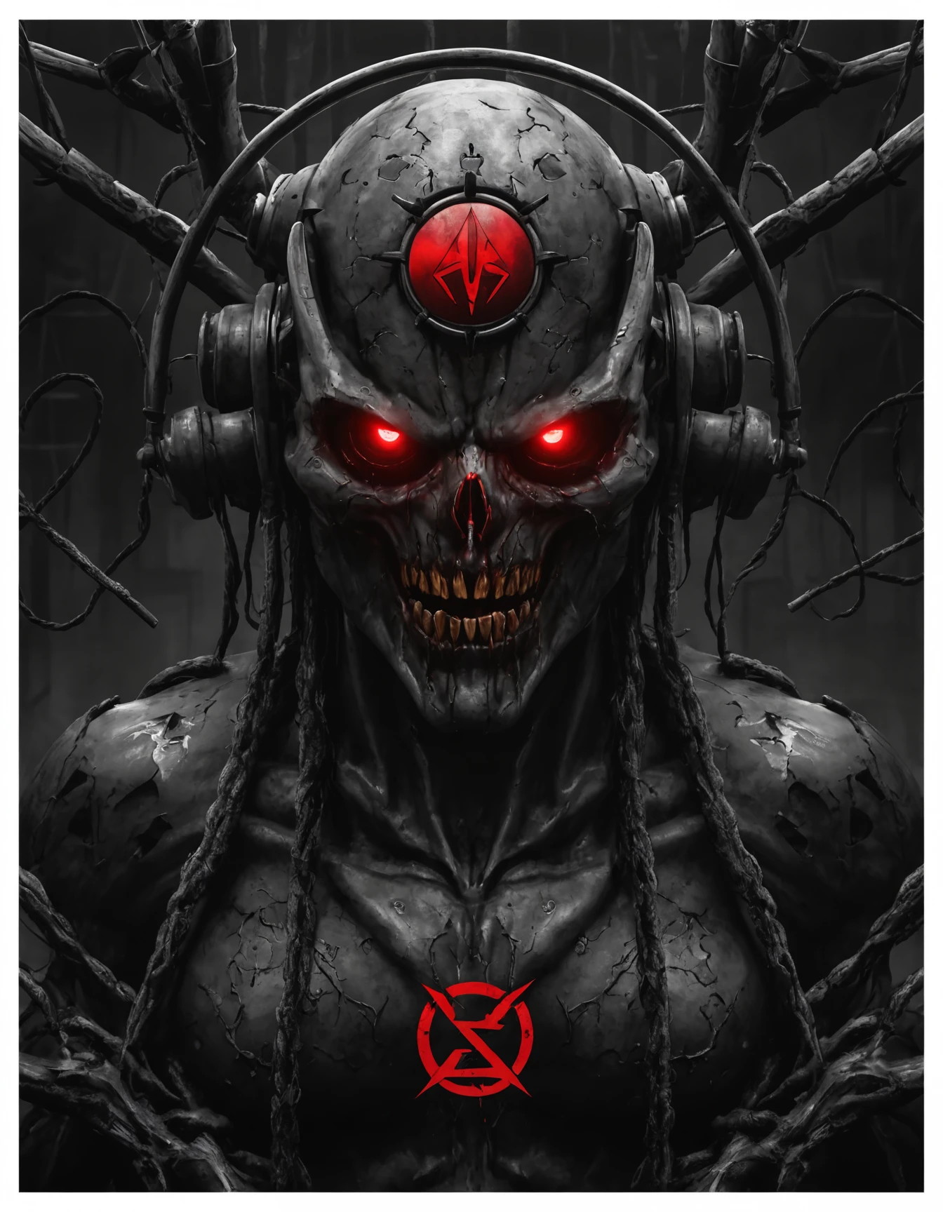 Illustration, logo for Evil corp., dystopian art, undefined