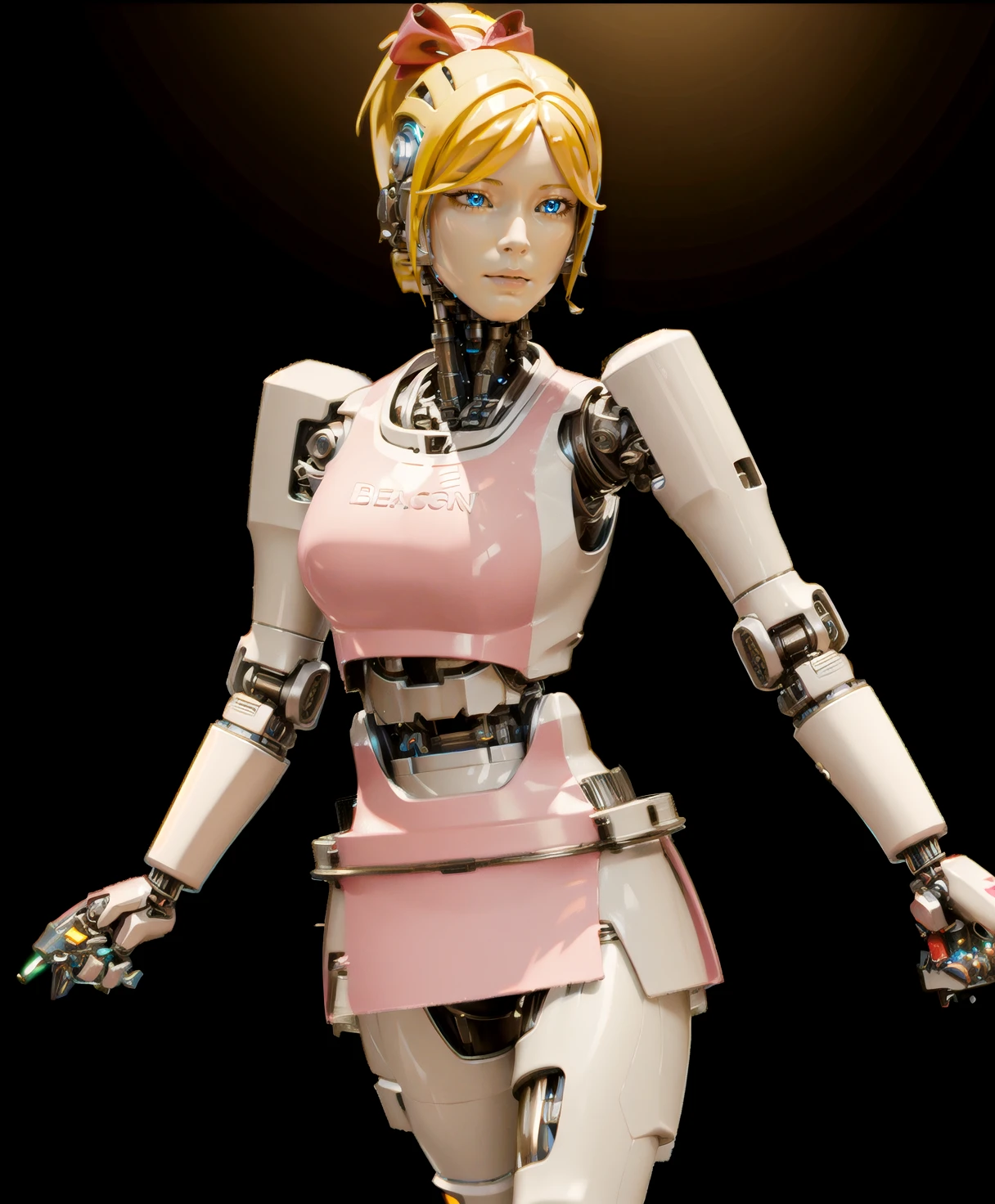 The high-resolution, intricate masterpiece of a wide-shot captures the robot girl with her devastatingly beautiful face and ravishing glowing armor, as reflective light glimmers on her excited expression while voltage and energy charge up in the ray gun she's aiming.highres, intricate detailed, masterpiece, HDR, wide shot, (excited:1.3), detailed cg, delicate mechanical body, detailed eyes and detailed face, 8k resolution, beautiful face, <lora:KingsGynoid:0.65>, photorealistic, (kingsman 2:1.4), (mechanical hair:1.3), (beautybot:1.4), robot girl, android, hair bow, reflective sheen, porcelain skin, robotic face, ray gun, looking to the side, ravishing, glowing armor, (robot ears:1.3), (glowing pupils:1.2), robot joints, metallic texture, metal skin, wide-eyed, 1other, mechanical parts, Panasonic Lumix DMC-FH3, depth of field, ultra sharp focus, best illumination, official art, 3d, floating, airbrush, A vibrant coral reef thrives beneath the ocean's surface, teeming with an explosion of colors and diverse marine life, creating an underwater paradise of breathtaking beauty.,