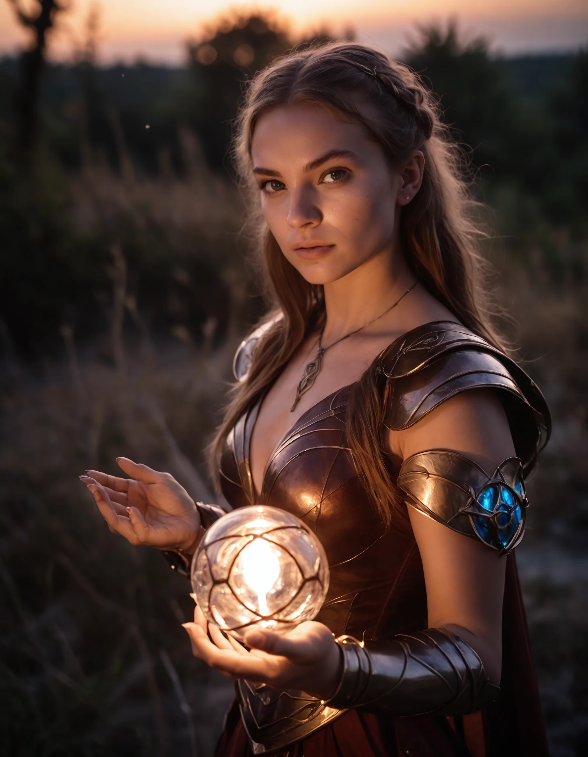 cinematic film still, a mage woman, 20 years old, holding a magic lightning glass orb, glass mage armor,, (Highest Quality, 4k, masterpiece, Amazing Details:1.1), film grain, Fujifilm XT3, photography,, undefined
