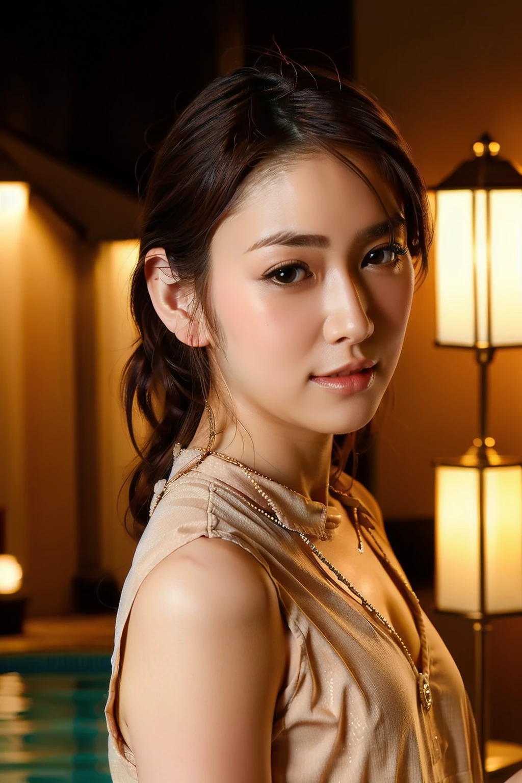 <lora:YourAlisa_V1-000009:.6> ,1girl ,solo ,Alisa ,japanese, look looking at viewer, photorealistic, pool, hotel , city scenery,PW_nurse ,outdoors
(8k, RAW photo, best quality, masterpiece:1.4), (realistic, photo-realistic:1.2),hair ornament, portrait,  necklace, cute, night, professional lighting, photon mapping, radiosity, physically-based rendering, 
 <lora:PW_nurse_v1.1:.4>