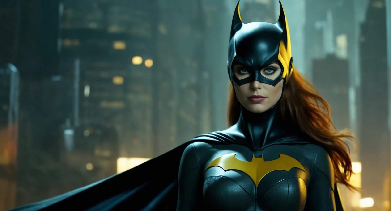 concept art of (Cinematic Film stock footage style) in (arri alexa style) (Kodak film print style),
<lora:Batgirl:1>
Batgirl a sexy woman in a Batgirl costume posing naked, digital artwork, illustrative, painterly, matte painting, highly detailed
