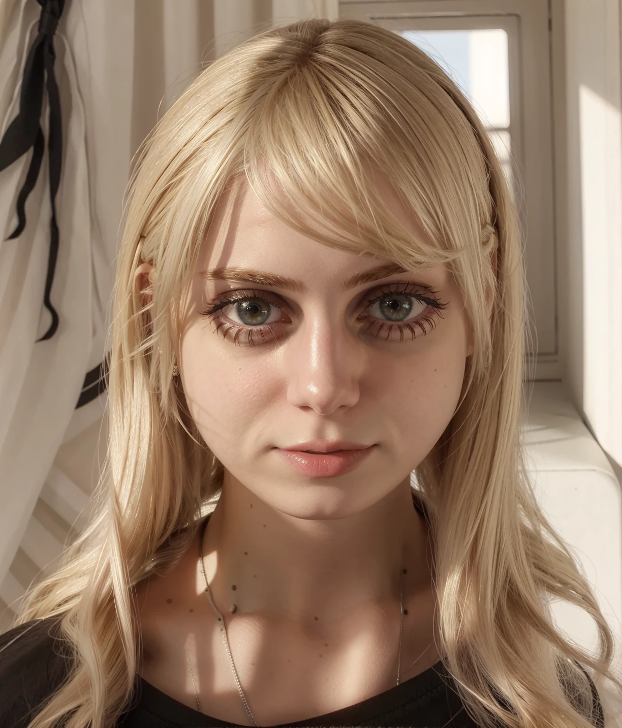 <lora:marymorgan_v6:1>, marym0rgan, 1girl, blond hair, solo, black shirt, brown eyes, realistic,