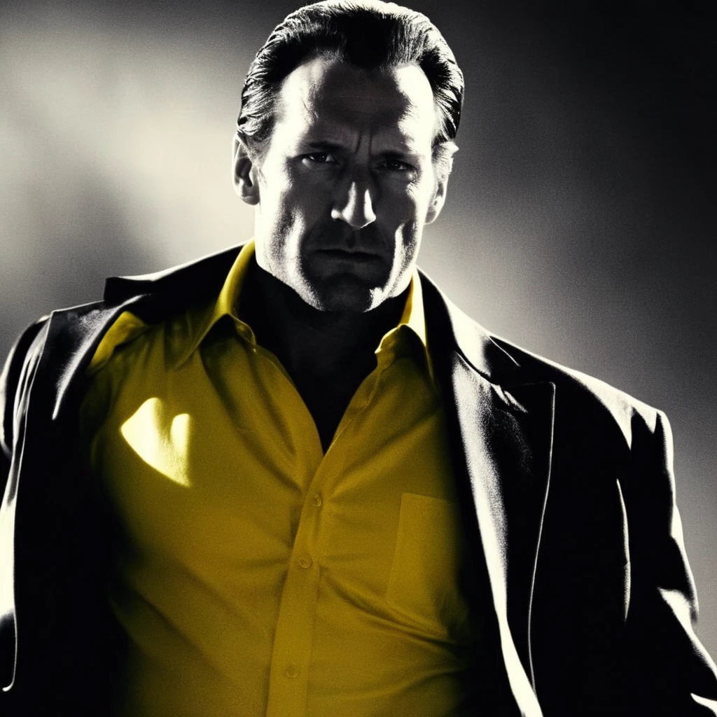 cinematic film still of <lora:sin city style:1.2>
Graphic Novel by Frank Miller
a man with a yellow body and black pants sin city style, shallow depth of field, vignette, highly detailed, high budget, bokeh, cinemascope, moody, epic, gorgeous, film grain, grainy