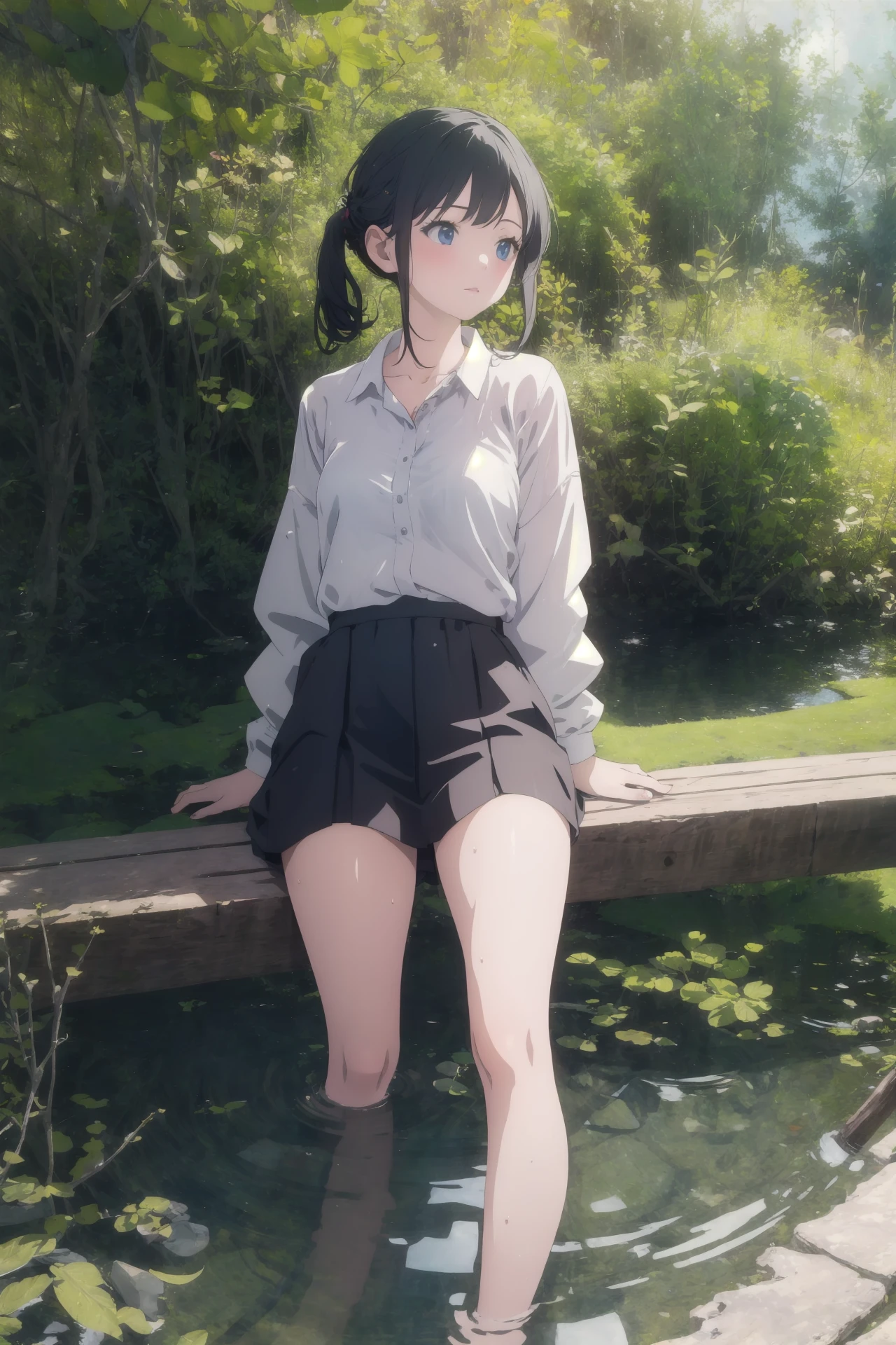 (best quality, masterpiece, highres),1girl,solo,outdoors,reflective_water,<lora:onlysimple_v1:1>,