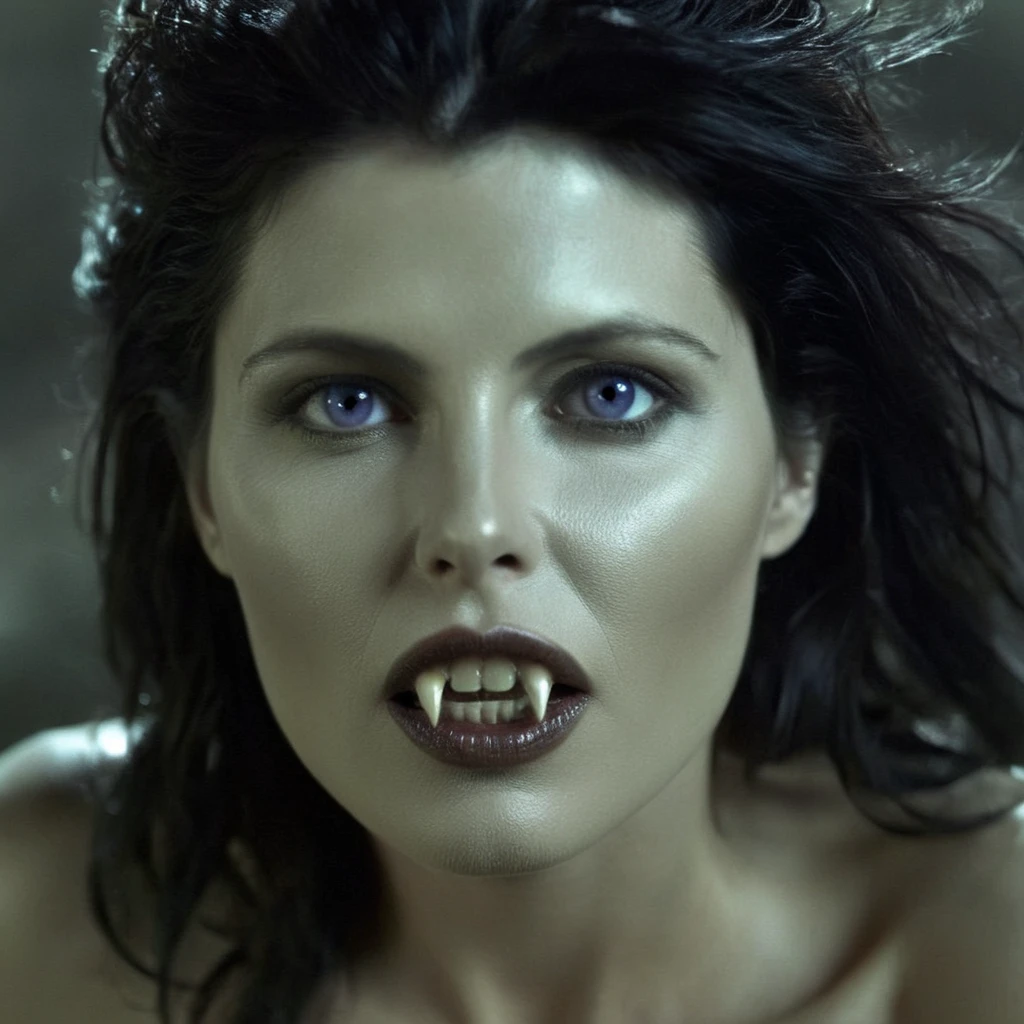 Dark Fantasy Art of Diffused Light fill light
Sadie Frost
 <lora:vampire fangs teeth:1.5>  an epic beauty goddess goldeyes vampire woman with vampire fangs teeth
 A creepy face and a creepy hair and naked breasts naked nipples naked body vampire style
 <lora:Vampire-000003:0.5>, dark, moody, dark fantasy style