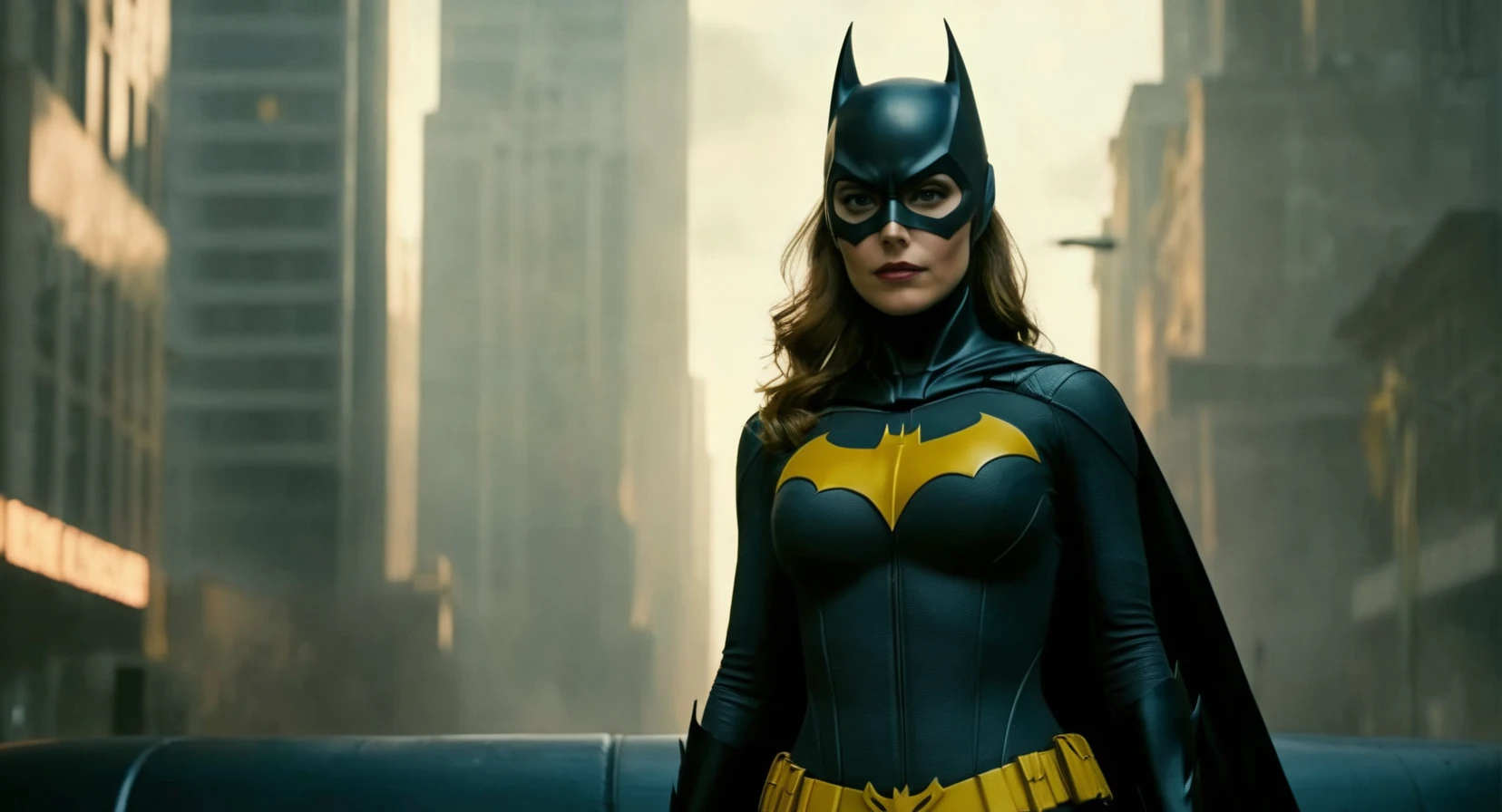 concept art of (Cinematic Film stock footage style) in (arri alexa style) (Kodak film print style),
<lora:Batgirl:1>
Batgirl a woman in a Batgirl costume with a hot look, digital artwork, illustrative, painterly, matte painting, highly detailed